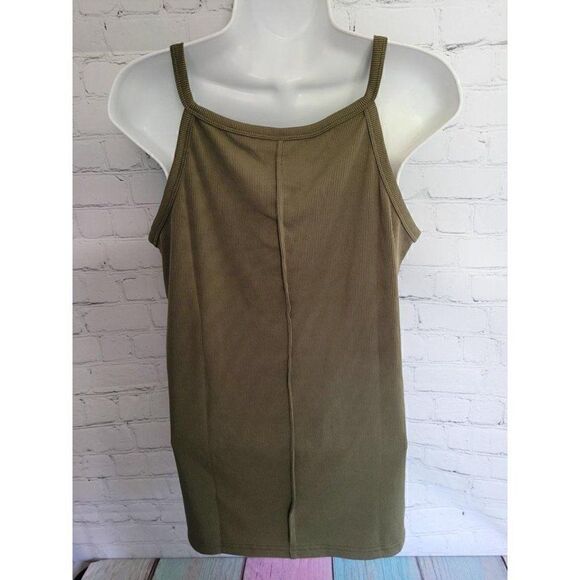 Women's Loose Fit Ribbed Henley Tank Top Small - Picture 4 of 4